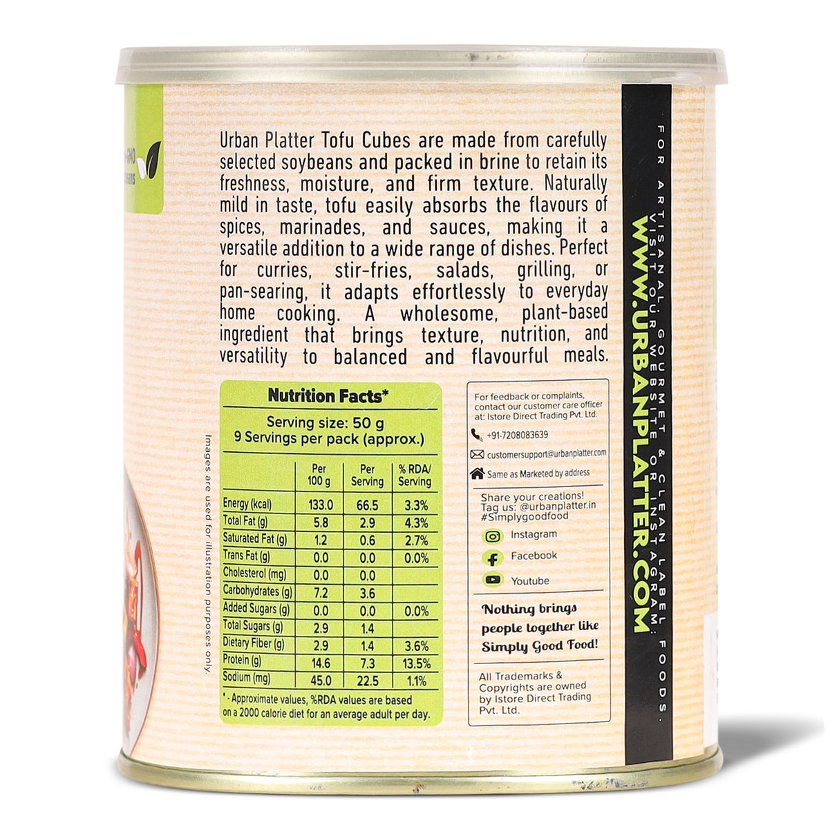 Tofu Cubes, 800g (Drained Weight - 450g | Firm Tofu in Brine | 14% Plant Protein | Pre-Cut Cubes for Stir-Fries, Curries, Salads & Soups )