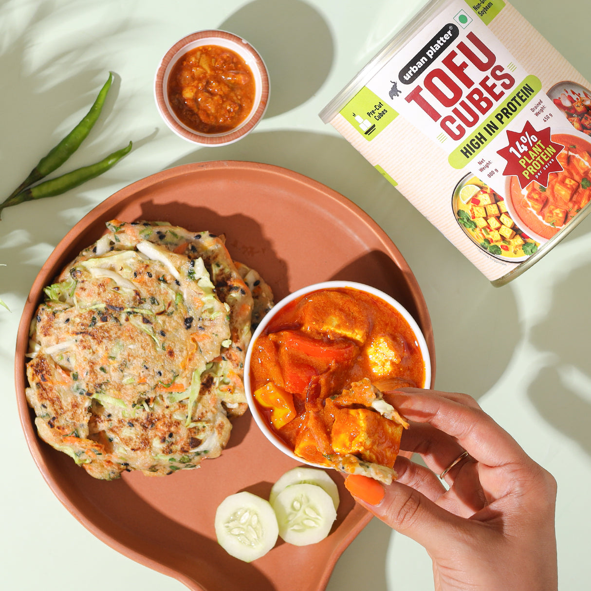 Tofu Cubes, 800g (Drained Weight - 450g | Firm Tofu in Brine | 14% Plant Protein | Pre-Cut Cubes for Stir-Fries, Curries, Salads & Soups )
