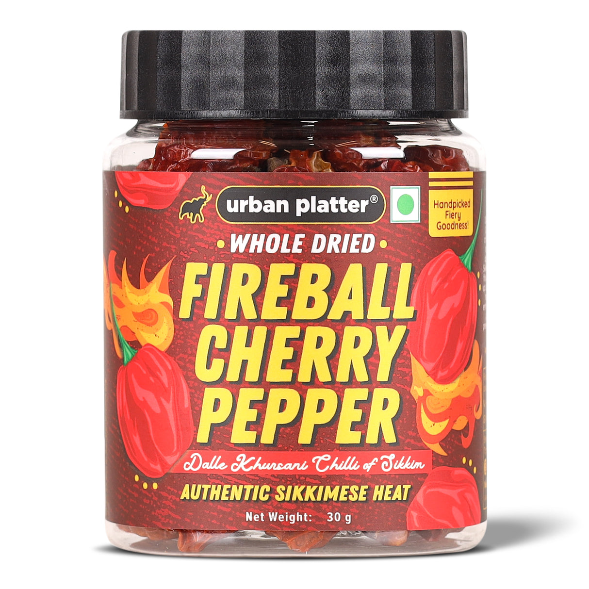 Fireball Cherry Pepper, 30g (Whole & Dried, Dalle Khursani Chilli of Sikkim, Hot & Fiery)