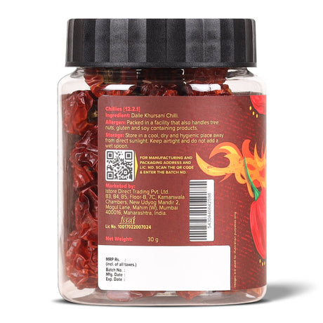 Fireball Cherry Pepper, 30g (Whole & Dried, Dalle Khursani Chilli of Sikkim, Hot & Fiery)