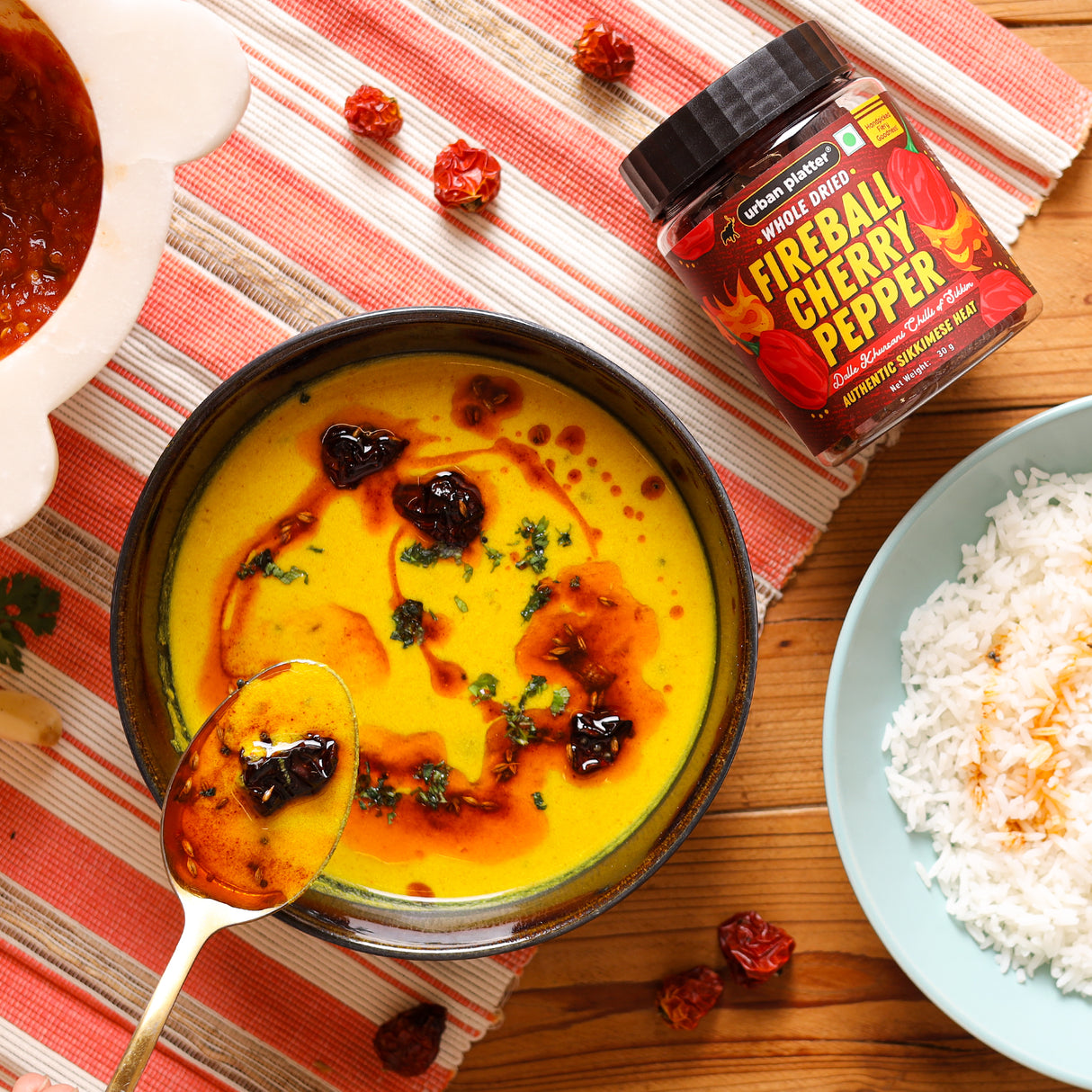 Fireball Cherry Pepper, 30g (Whole & Dried, Dalle Khursani Chilli of Sikkim, Hot & Fiery)
