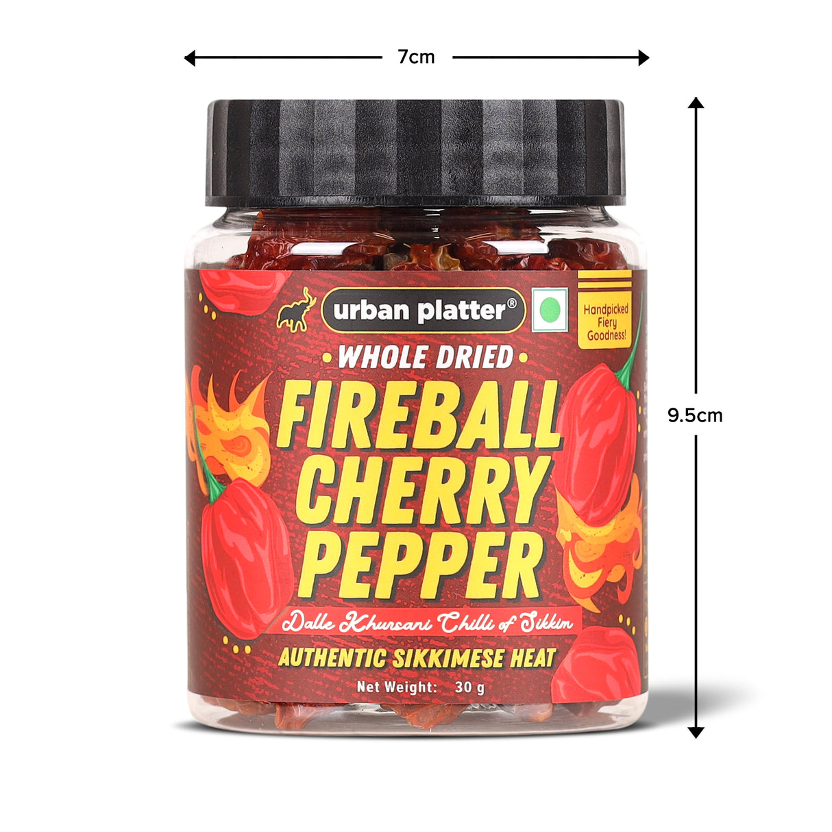Fireball Cherry Pepper, 30g (Whole & Dried, Dalle Khursani Chilli of Sikkim, Hot & Fiery)