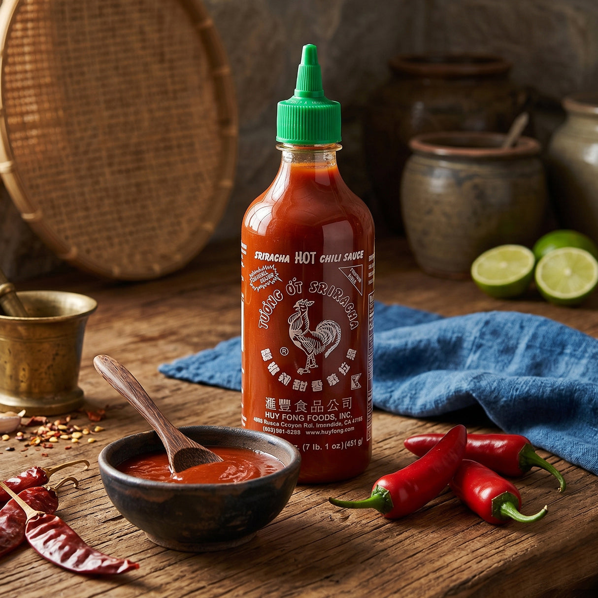 Huy Fong Foods Sriracha Hot Chili Sauce, 481g (Made with Sun-Ripened Chilies & Garlic, Spicy Dipping, Cooking & Marinade Sauce, No Artificial Colours or Flavourings)