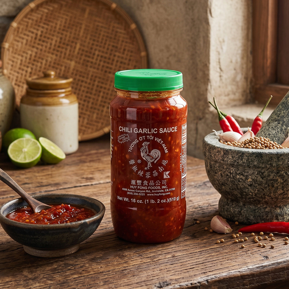 Huy Fong Chili Garlic Sauce, 510g (Spicy Chili & Garlic Condiment, Ideal for Stir-Fries, Noodles, Dumplings & Dipping, Savoury & Versatile Asian Cooking Sauce)
