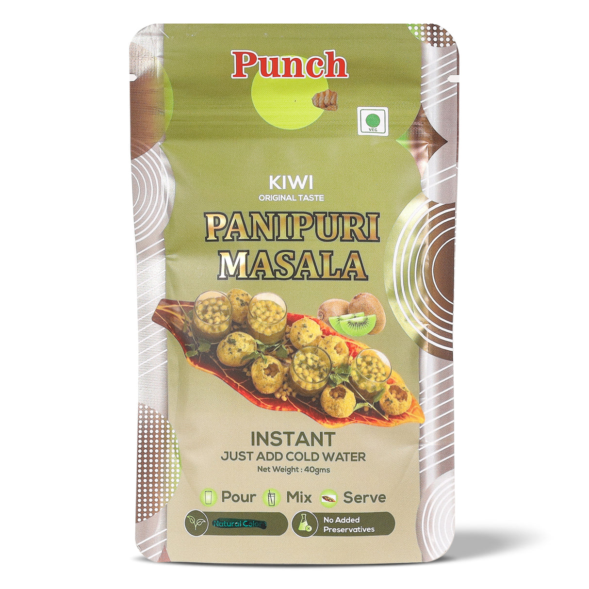 Kiwi Panipuri Masala, 40g (Instant Pani Puri Masala Mix | Tangy & Refreshing Kiwi Flavour | Just Add Water | No Added Preservatives)