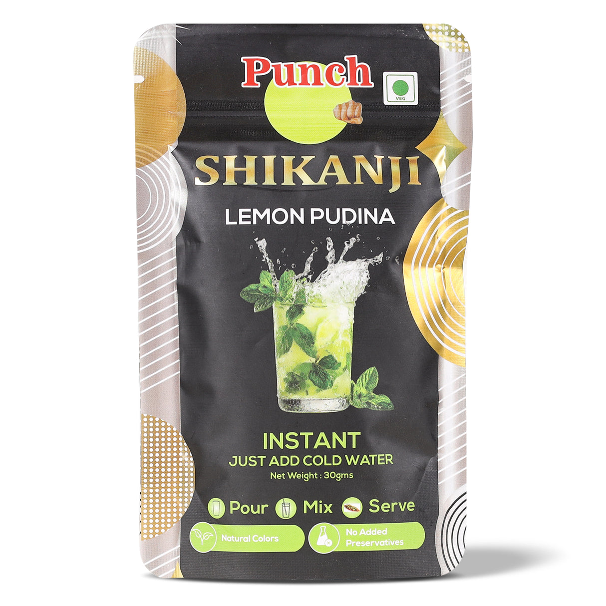 Instant Shikanji Mix Lemon Pudina, 30g (Instant Indian Lemonade Powder | Refreshing Mint & Lemon Drink Mix | Just Add Water or Soda | No Added Preservatives | Makes 3 Servings)