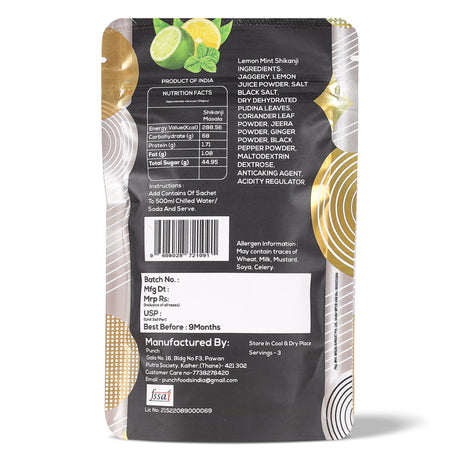 Instant Shikanji Mix Lemon Pudina, 30g (Instant Indian Lemonade Powder | Refreshing Mint & Lemon Drink Mix | Just Add Water or Soda | No Added Preservatives | Makes 3 Servings)