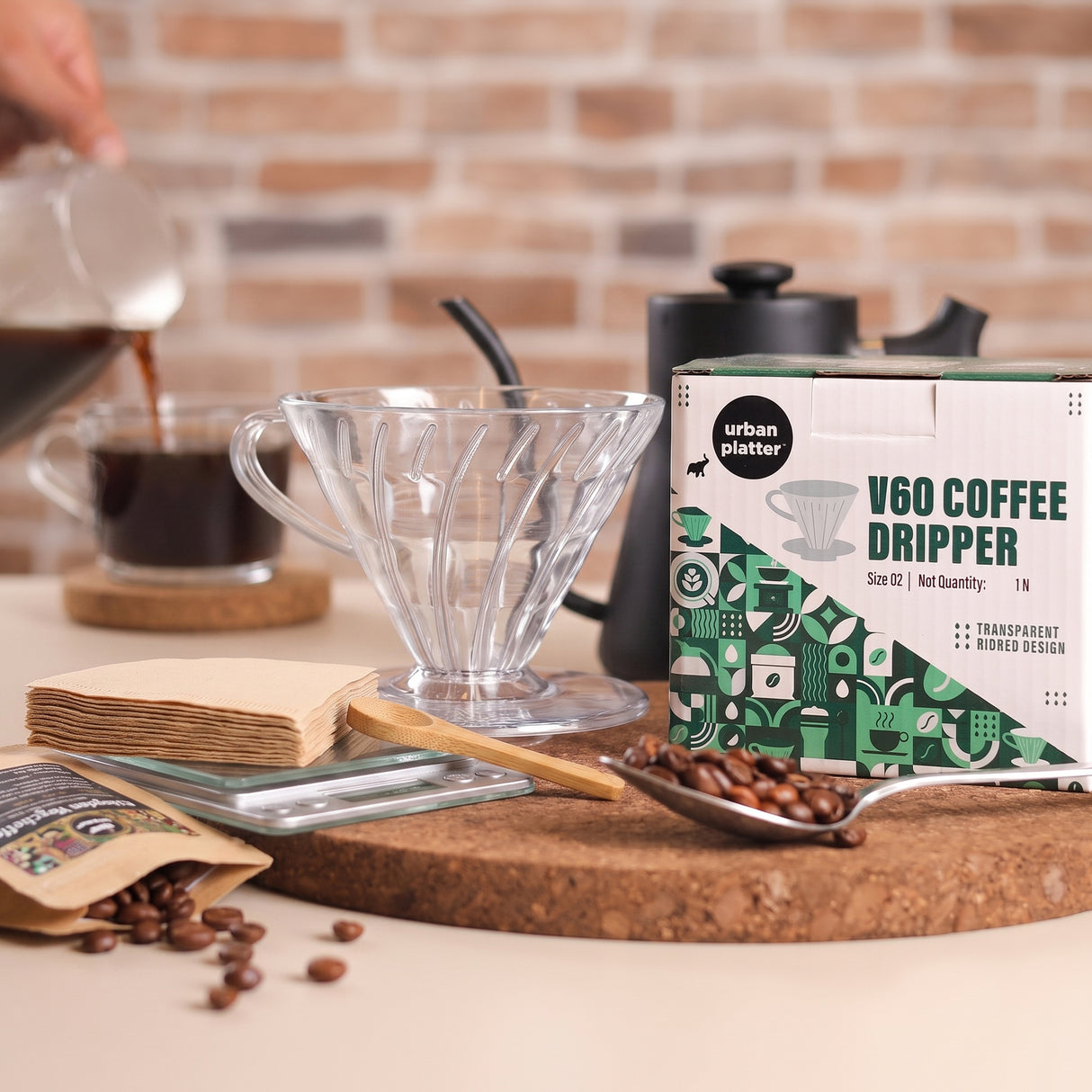 V60 Coffee Dripper, Size 02, 1 Piece (Pour Over Coffee Maker | Transparent Cone Brewer | Reusable Manual Coffee Dripper for Specialty Coffee| Ideal for 1-4 Cups)