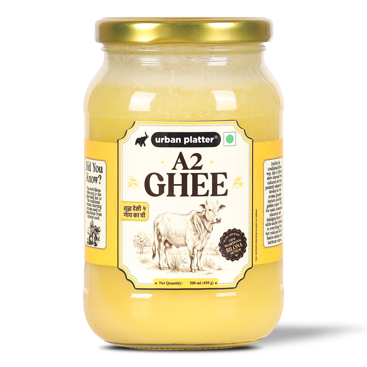 A2 Ghee, 500ml (Curd-Churned Bilona Desi Ghee for Cooking, Tadka & Daily Meals | Made from A2 Cow Milk)