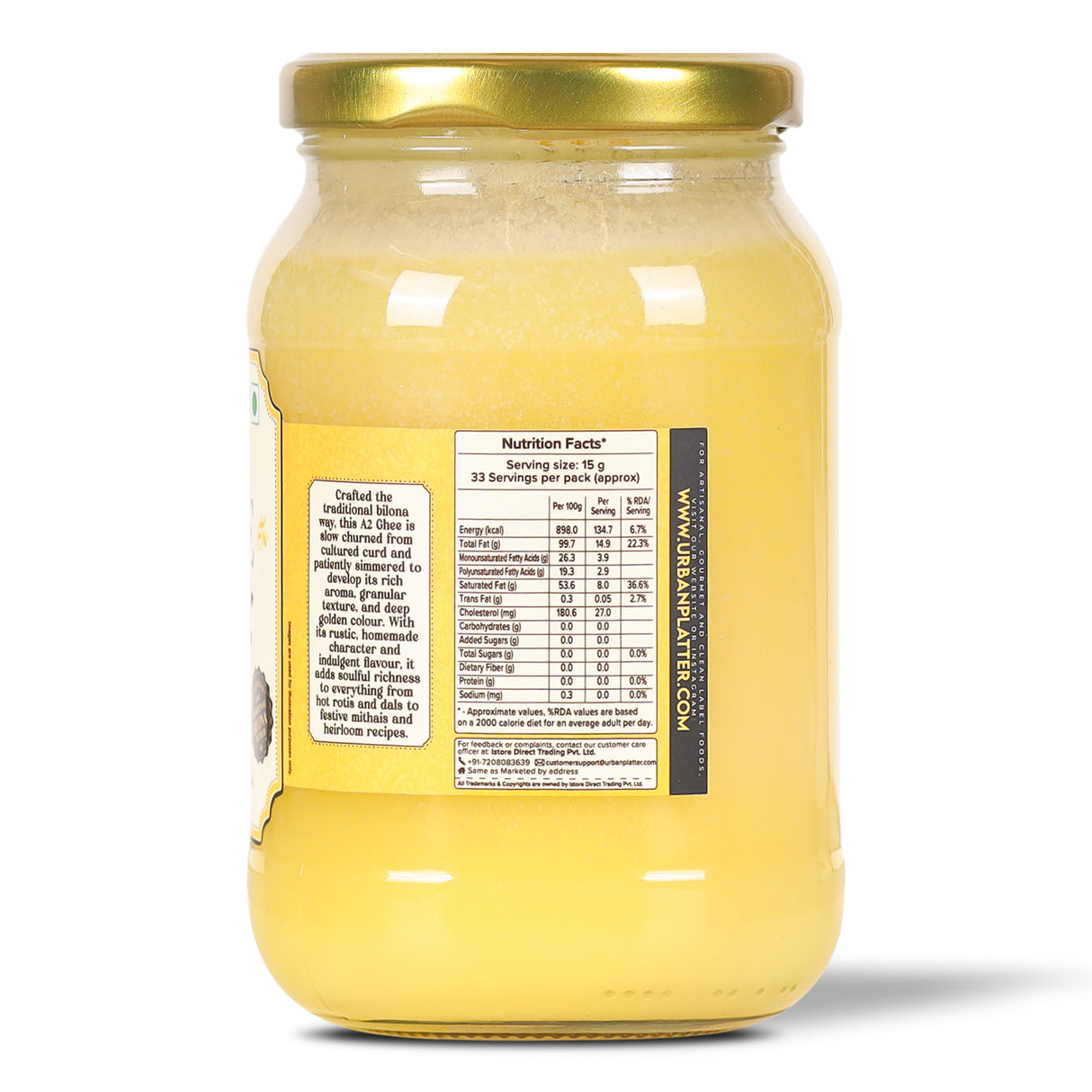 A2 Ghee, 500ml (Curd-Churned Bilona Desi Ghee for Cooking, Tadka & Daily Meals | Made from A2 Cow Milk)