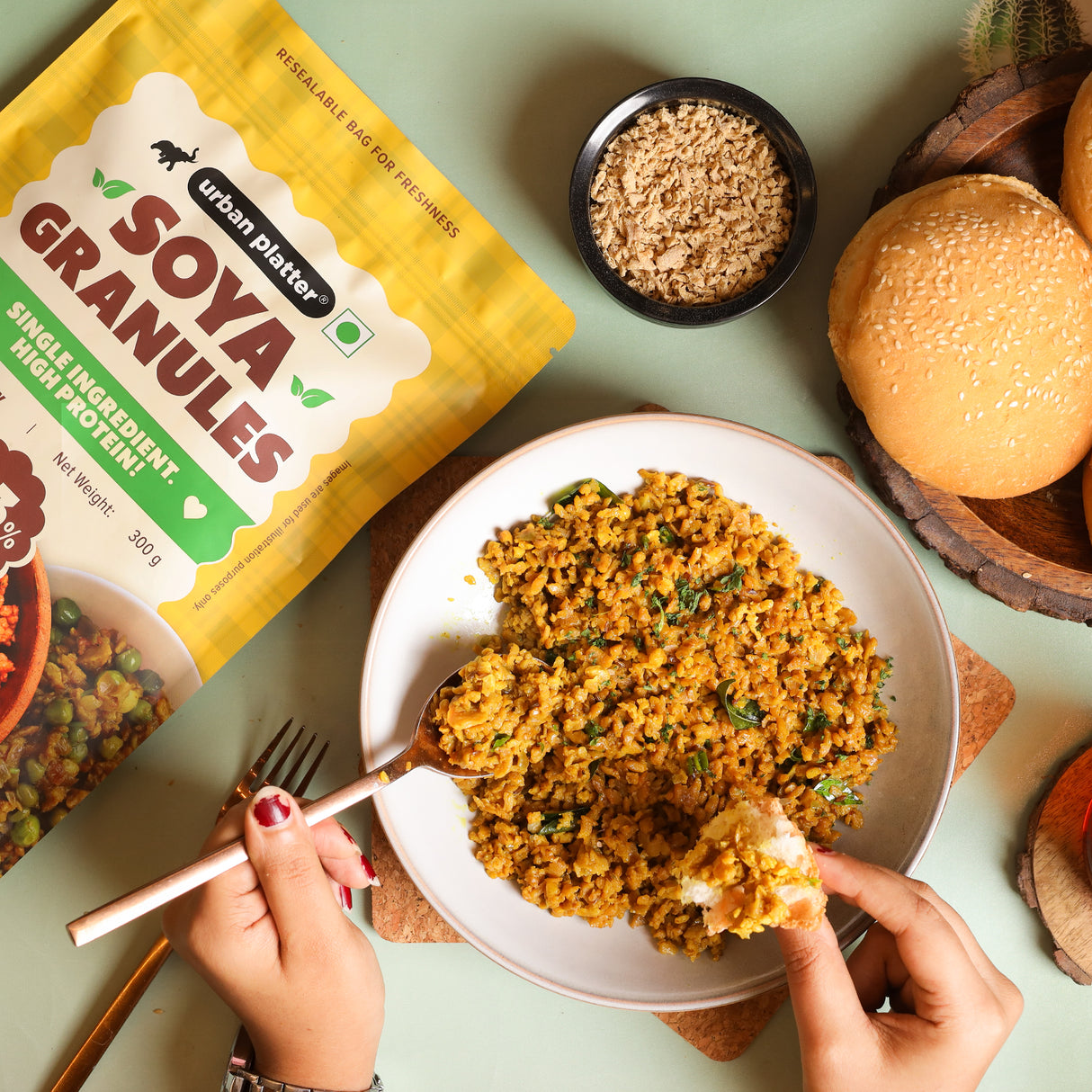 Soya Granules, 300g (53% Plant Protein | Made from Defatted Soy Flour | Fiber Rich Soya Mince)