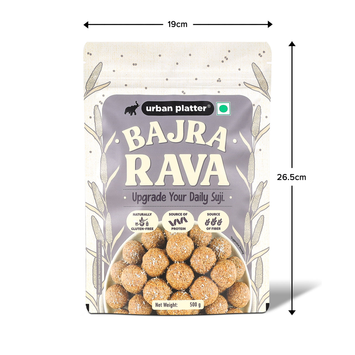 Bajra Rava, 500g (Naturally Gluten-Free | Source of Protein & Fibre | A Smart Swap for Regular Sooji | Perfect for Upma, Khichdi, Porridge, Halwa, Laddoos & More)