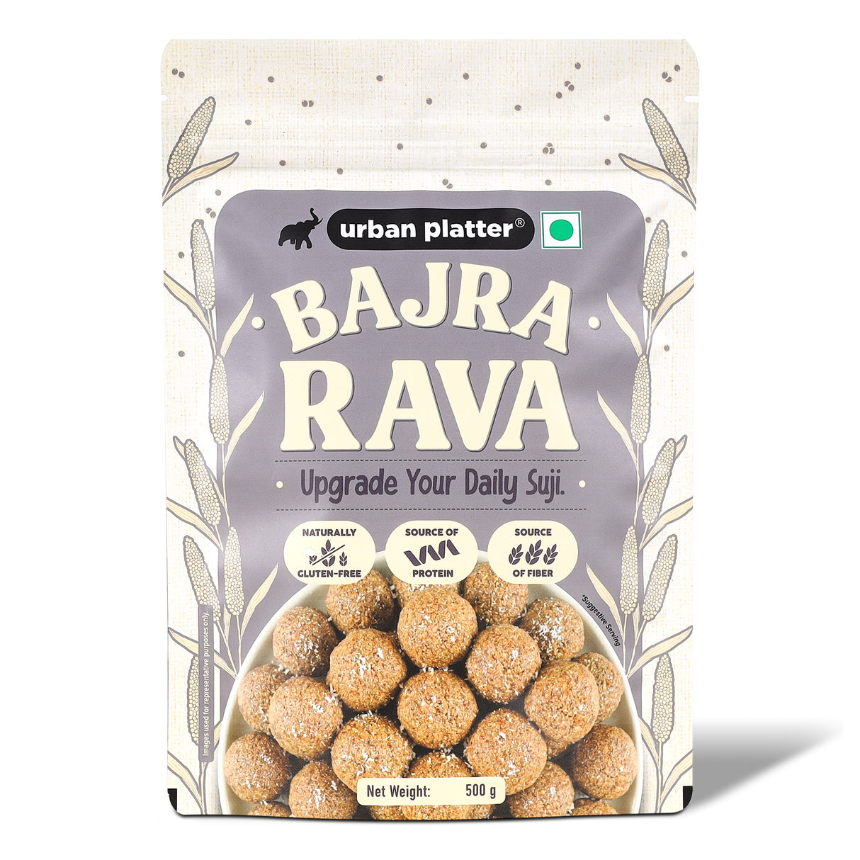 Bajra Rava, 500g (Naturally Gluten-Free | Source of Protein & Fibre | A Smart Swap for Regular Sooji | Perfect for Upma, Khichdi, Porridge, Halwa, Laddoos & More)