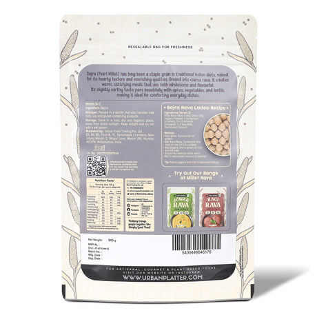 Bajra Rava, 500g (Naturally Gluten-Free | Source of Protein & Fibre | A Smart Swap for Regular Sooji | Perfect for Upma, Khichdi, Porridge, Halwa, Laddoos & More)