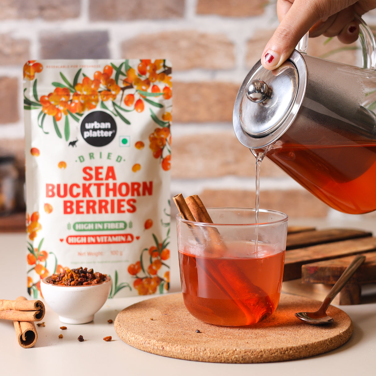 Dried Sea Buckthorn Berries, 100g (High in Vitamin A | High in Fiber | Tart & Tangy Superfruit | Add to Trail Mixes, Smoothies, Teas & Baking)