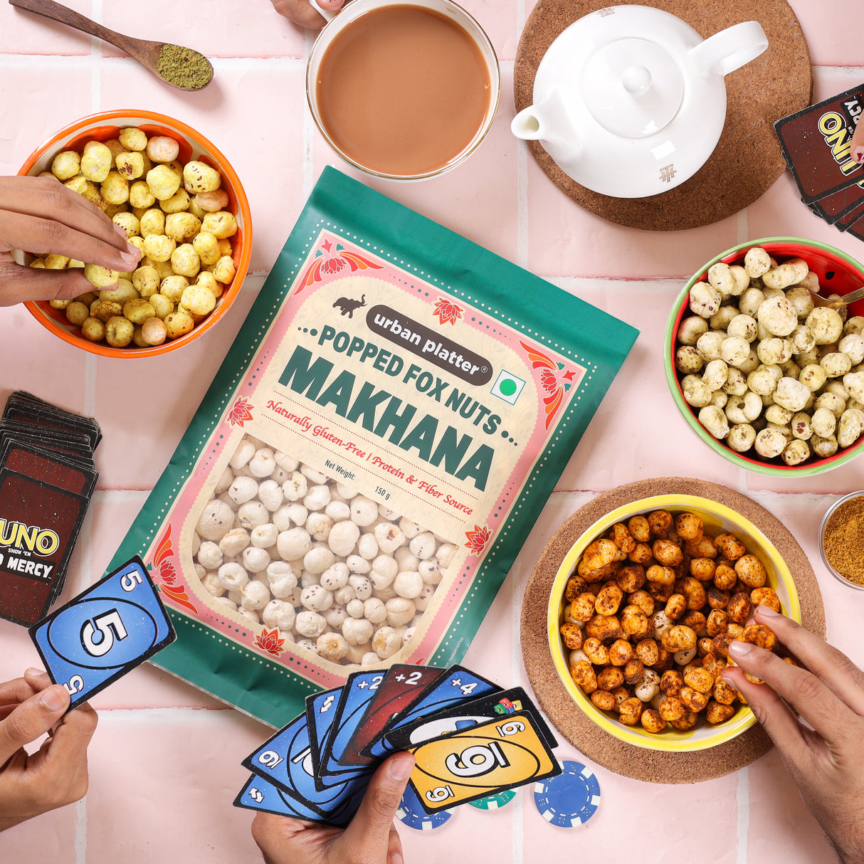 Makhana, 150g  (Popped Water Lily Seeds, Source of Protein and Fiber, Unroasted and Unsalted)