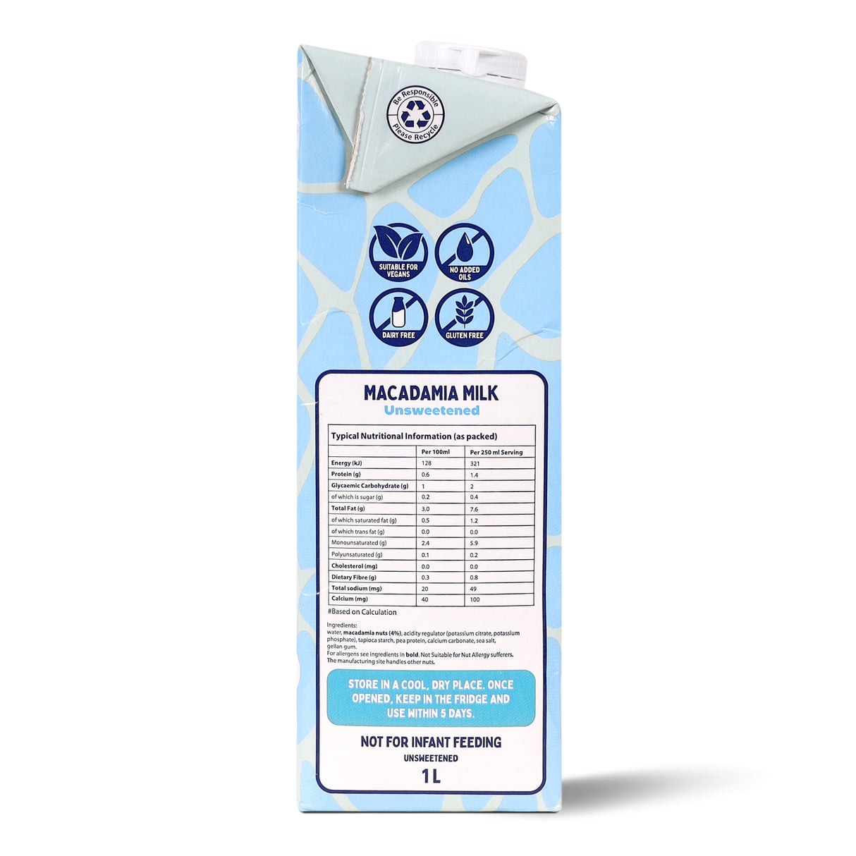 Giraf Macadamia Milk, 1l  (Rich, Creamy & Nutty | With Pea Protein | Unsweetened)