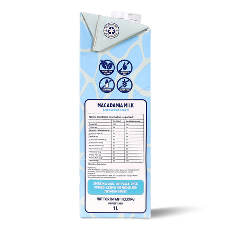 Macadamia Milk, 1l  (Rich, Creamy & Nutty | With Pea Protein | Unsweetened)