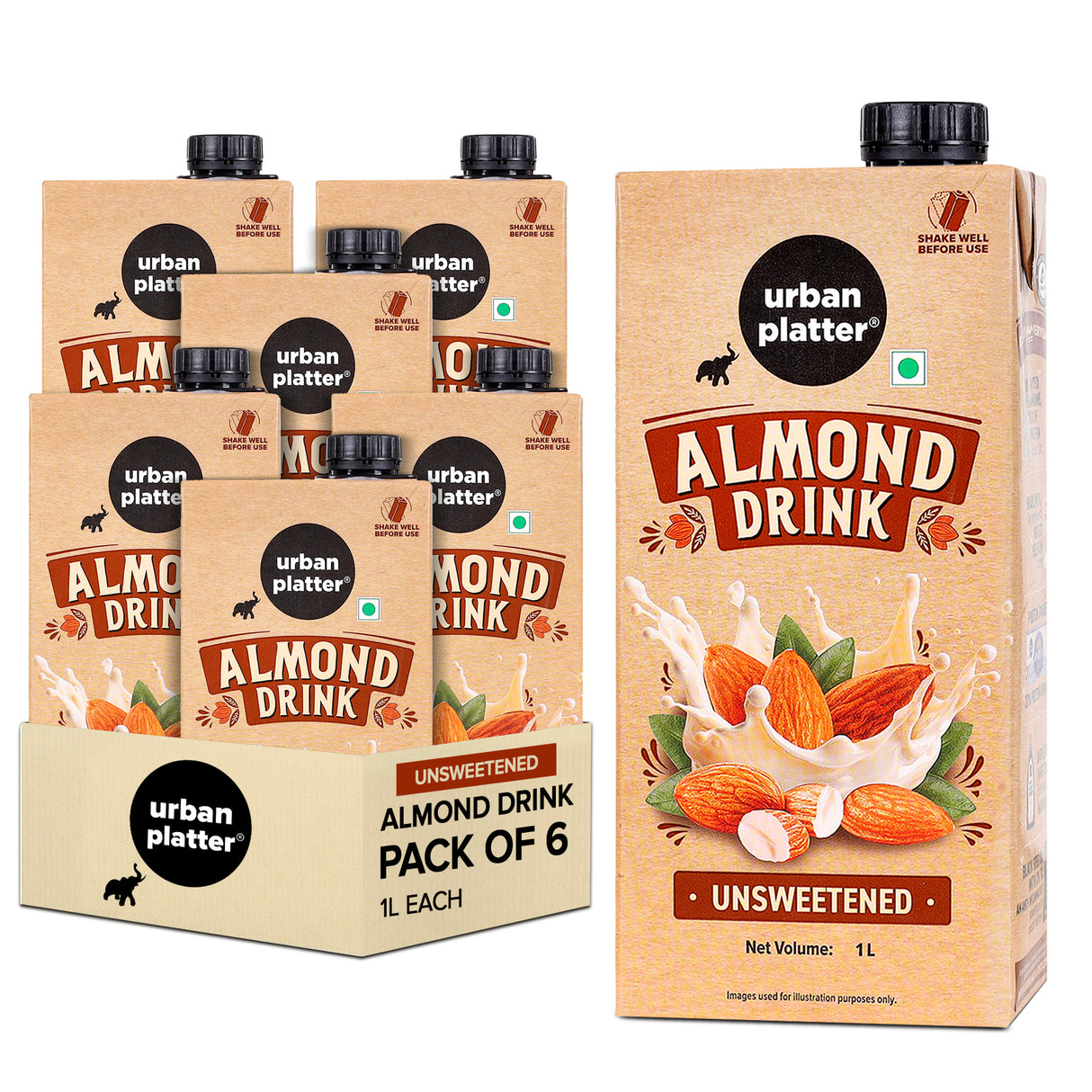 Almond Milk, 1 Litre, Pack of 6 (Unsweetened | Lactose-Free | Plant-Based Milk Alternative | Works Beautifully in Tea and Coffee)