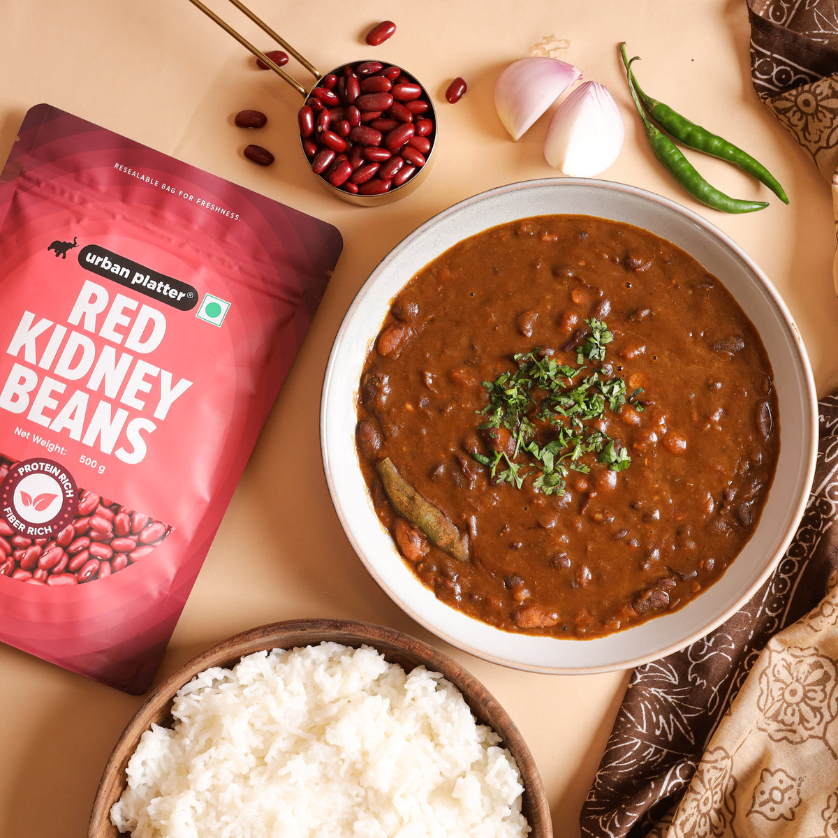 Red Kidney Beans, 500g (Red Rajma | 24g Protein | 25g Fiber | Nourishing whole beans for Gravies, Curries, Bowls, & Salads)