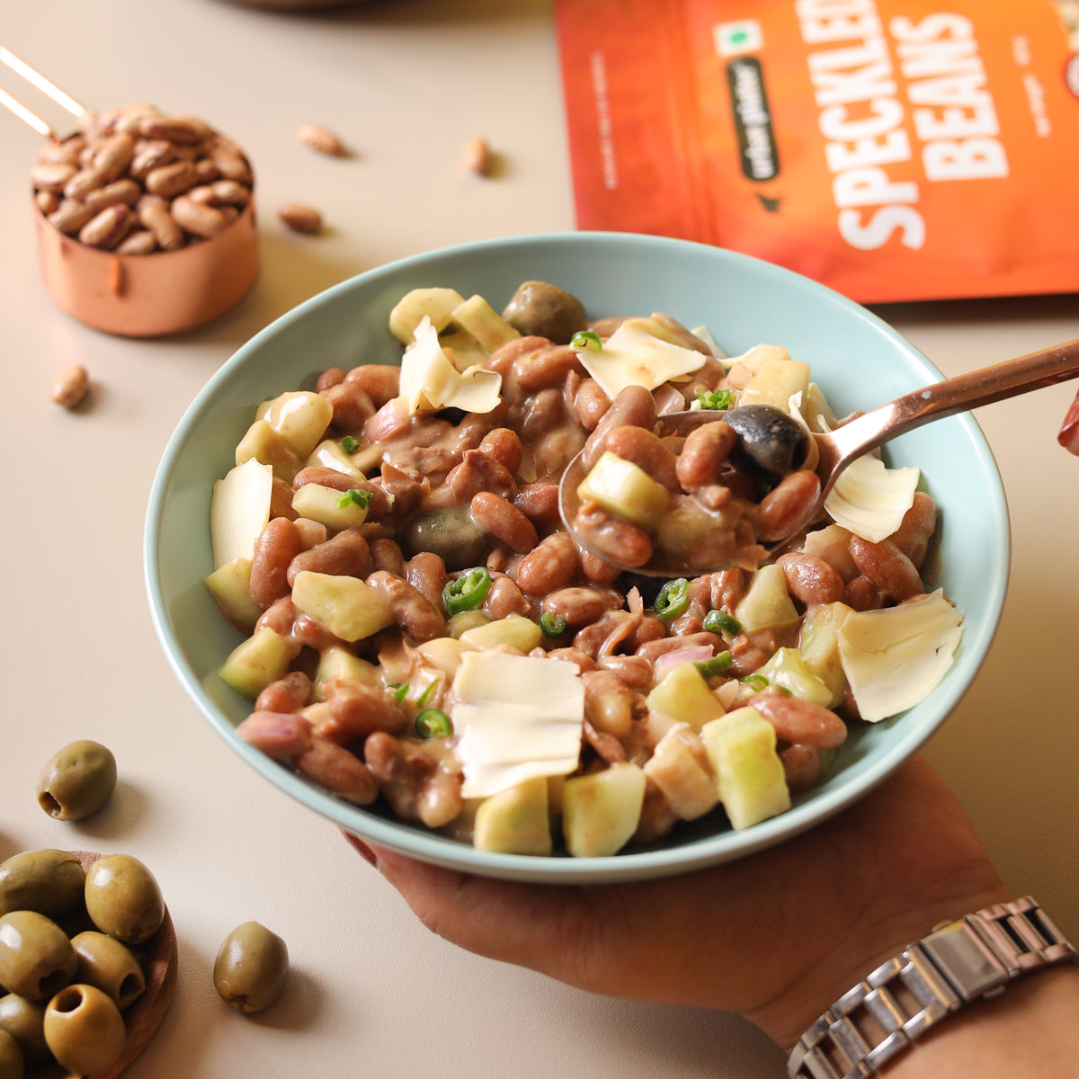Speckled Beans, 500g (Pink/Chitra Rajma | 23g Protein | 15g Fiber | Nourishing whole beans for Gravies, Curries, Bowls, & Salads)