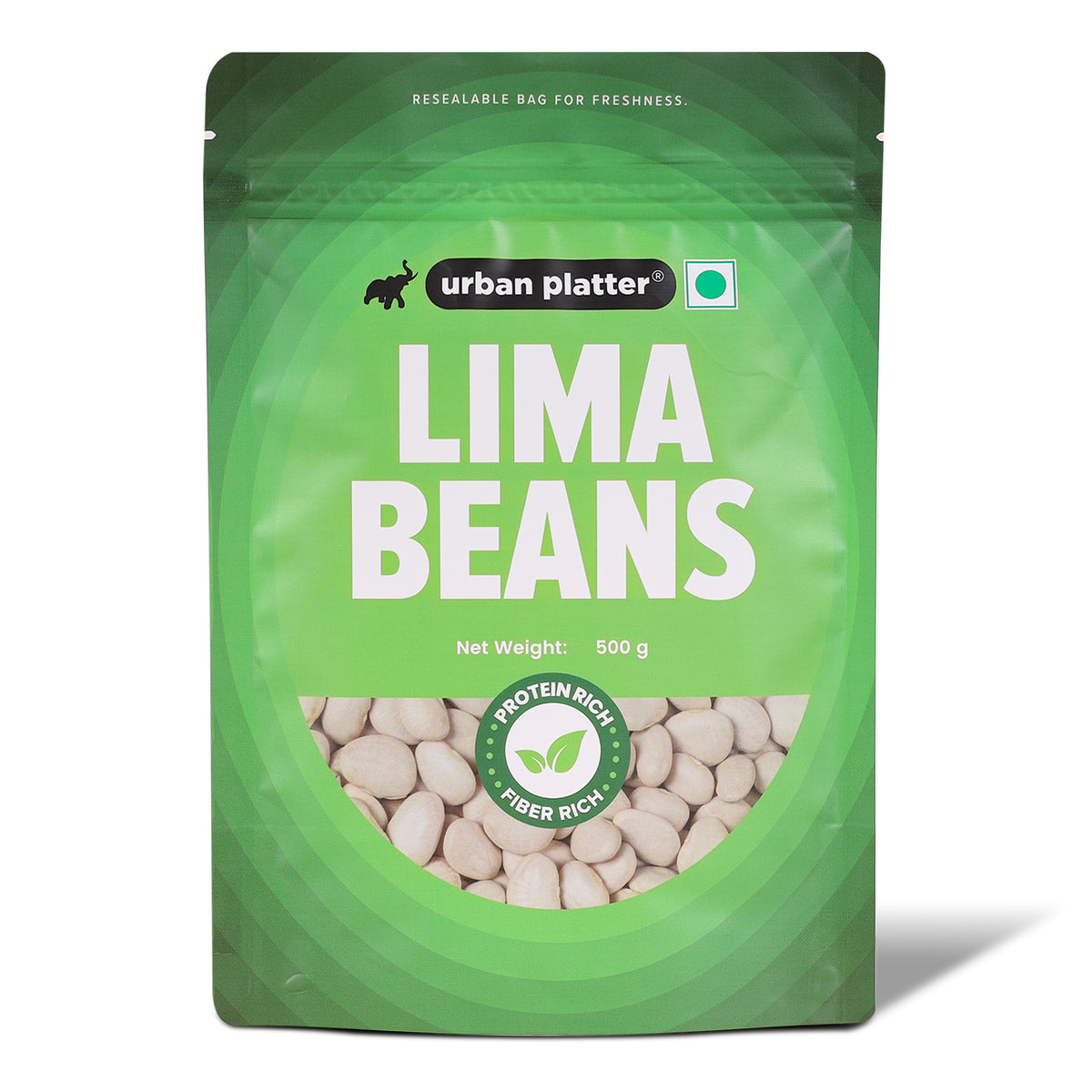 Lima Beans, 500g (Butter Beans | 20g Protein | 18g Fiber | Nourishing whole beans for Gravies, Curries, Bowls, & Salads)