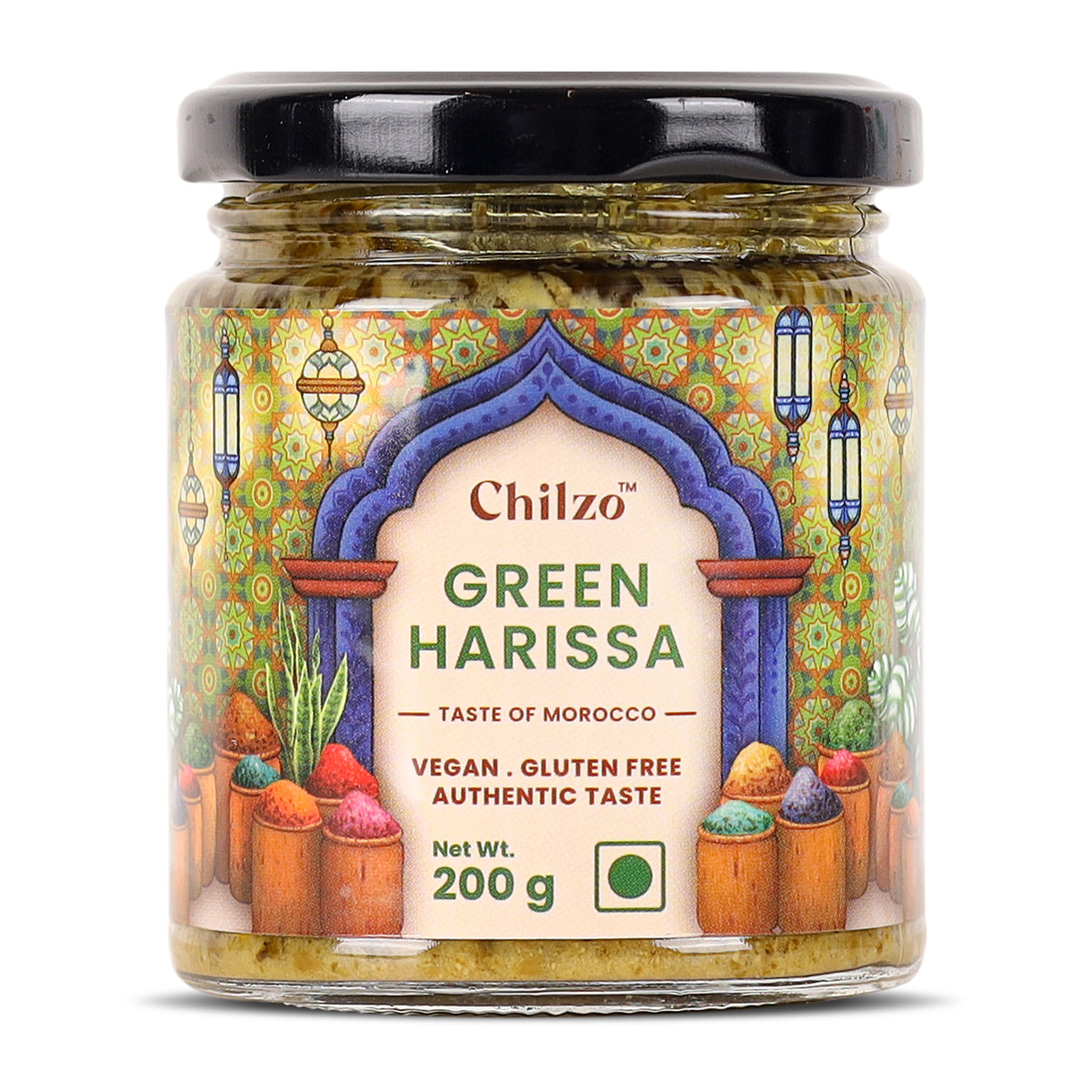 Green Harissa Paste,200g (Herby Morrocan Paste, No Artificial Colors/Flavors, Dip, Spread, Marinate, Cook)