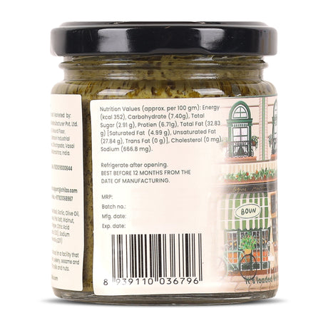 Pesto Sauce,200g (With Parmesan Cheese and Olive Oil, No Added Sugar)