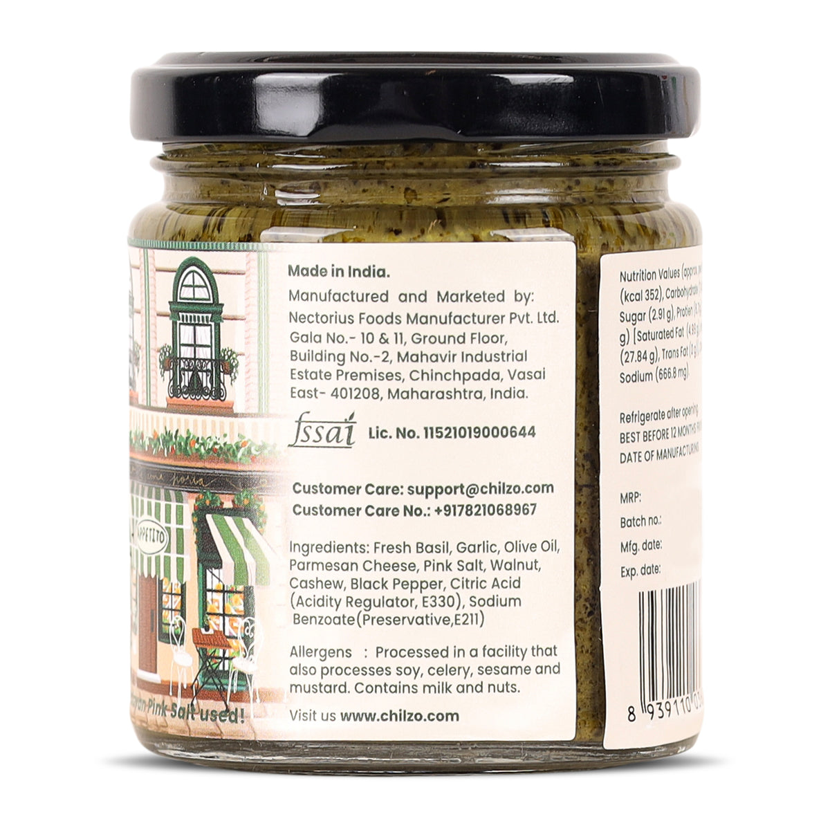 Pesto Sauce,200g (With Parmesan Cheese and Olive Oil, No Added Sugar)