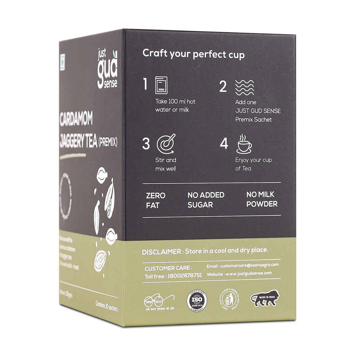 Cardamom Jaggery Tea Premix, 100g (10 sachets of 10 grams each)