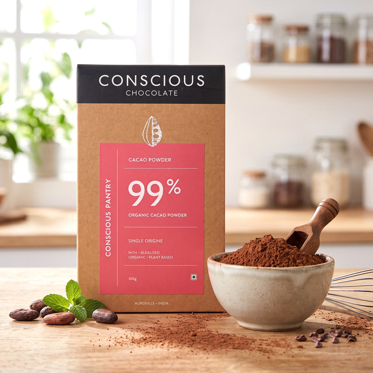 Organic Cacao Powder, 300g | Non-Alkalised | Raw | Vegan | Artisanal Indian Cacao | Single-Origin