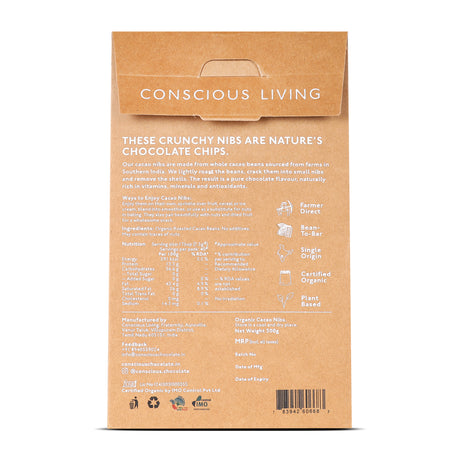 Roasted & Cracked Organic Cocoa Beans / Nibs / Granulas, 300g (Organic, Gluten-free, Soy Free, Plant-based)
