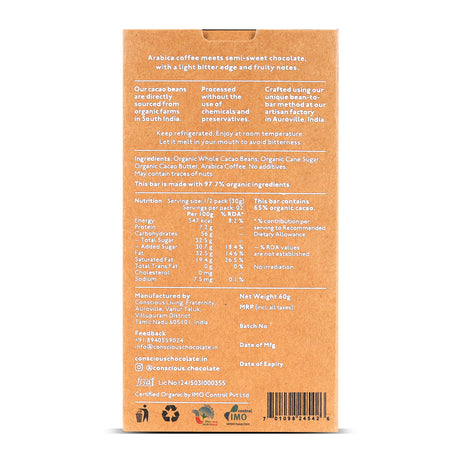 65% Espresso Dark Chocolate, 60g