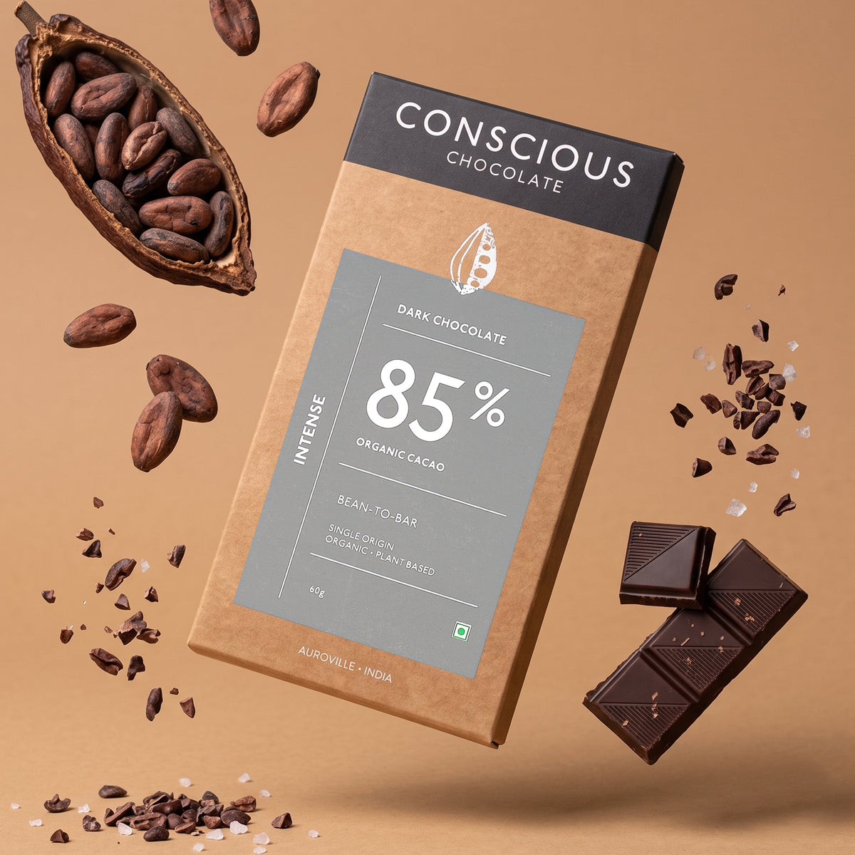 Intense 85% Dark Organic Chocolate Bar 60g