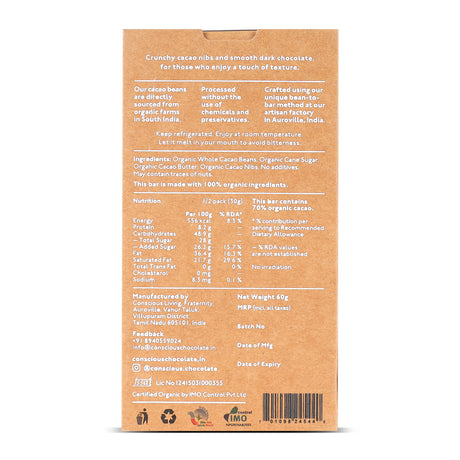 70% Cacao Chip Dark Chocolate, 60g