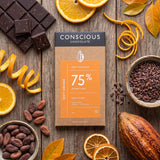 75% Zesty Orange Dark Organic Exotic Artisanal Chocolate, 60g