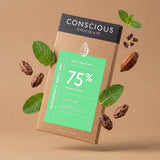 75% Dark Chocolate with Peppermint & Sweet Nibs, 60g