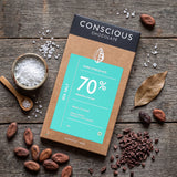 70% Sea Salt Dark Organic Exotic Artisanal Chocolate Bar, 60g