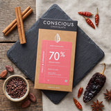 70% Chilli and Cinnamon Dark Organic Artisanal Chocolate Bar, 60g