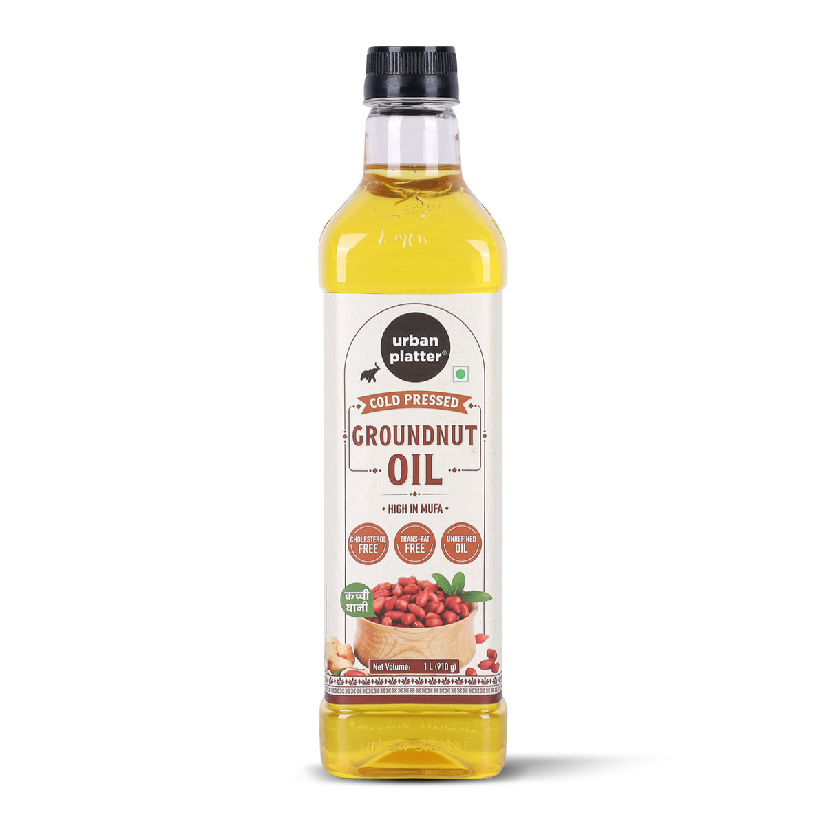 Groundnut Oil, 1L (Cold Pressed Unrefined Oil for Indian Cooking, Sautéing, Frying, Tempering & Everyday Meals)