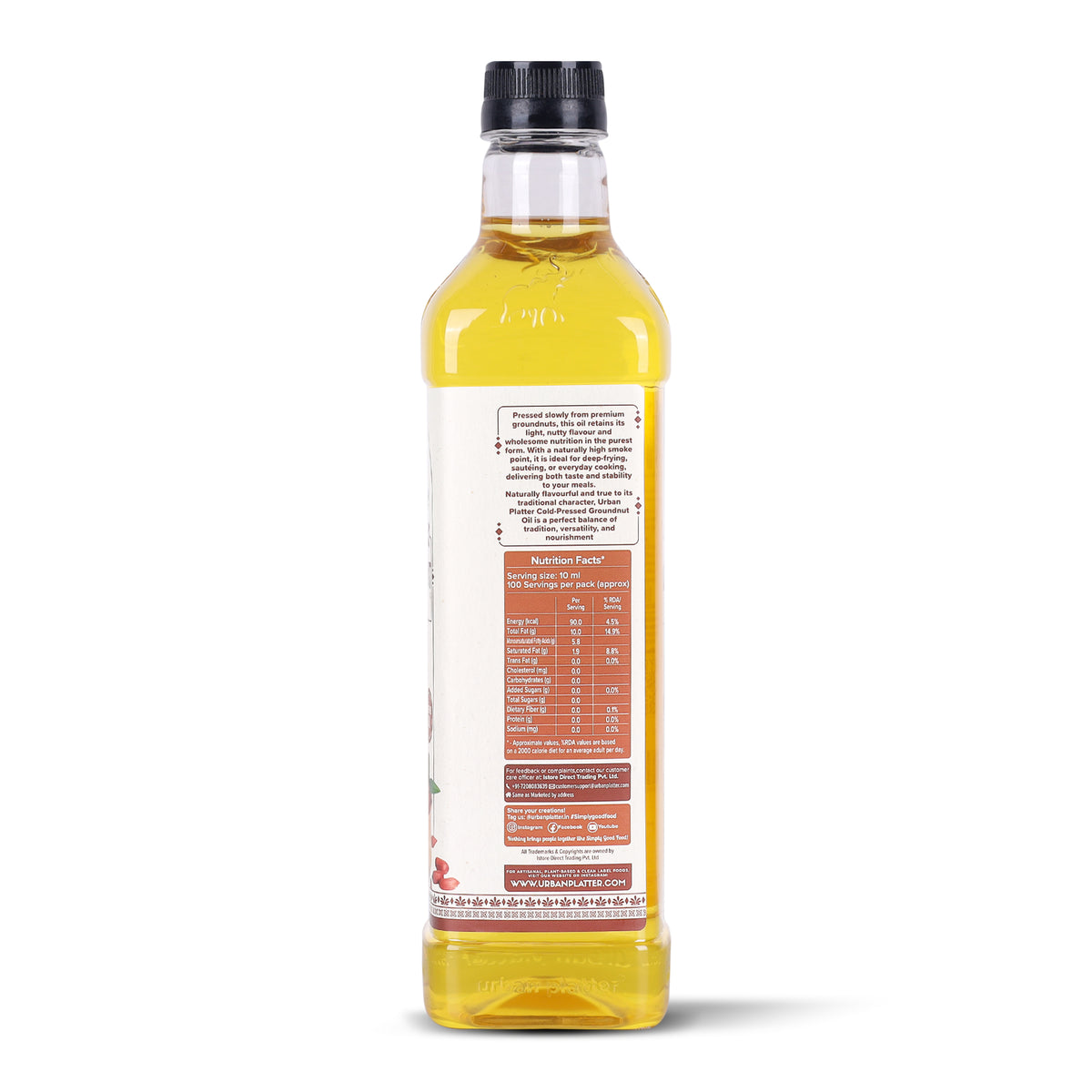 Groundnut Oil, 1L (Cold Pressed Unrefined Oil for Indian Cooking, Sautéing, Frying, Tempering & Everyday Meals)
