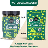 Roasted Salted Edamame, 150g, Pack of 3 (46% Protein, 14% Fiber, Lightly Salted Young Green Soybeans, Highest Plant Protein Supersnack)
