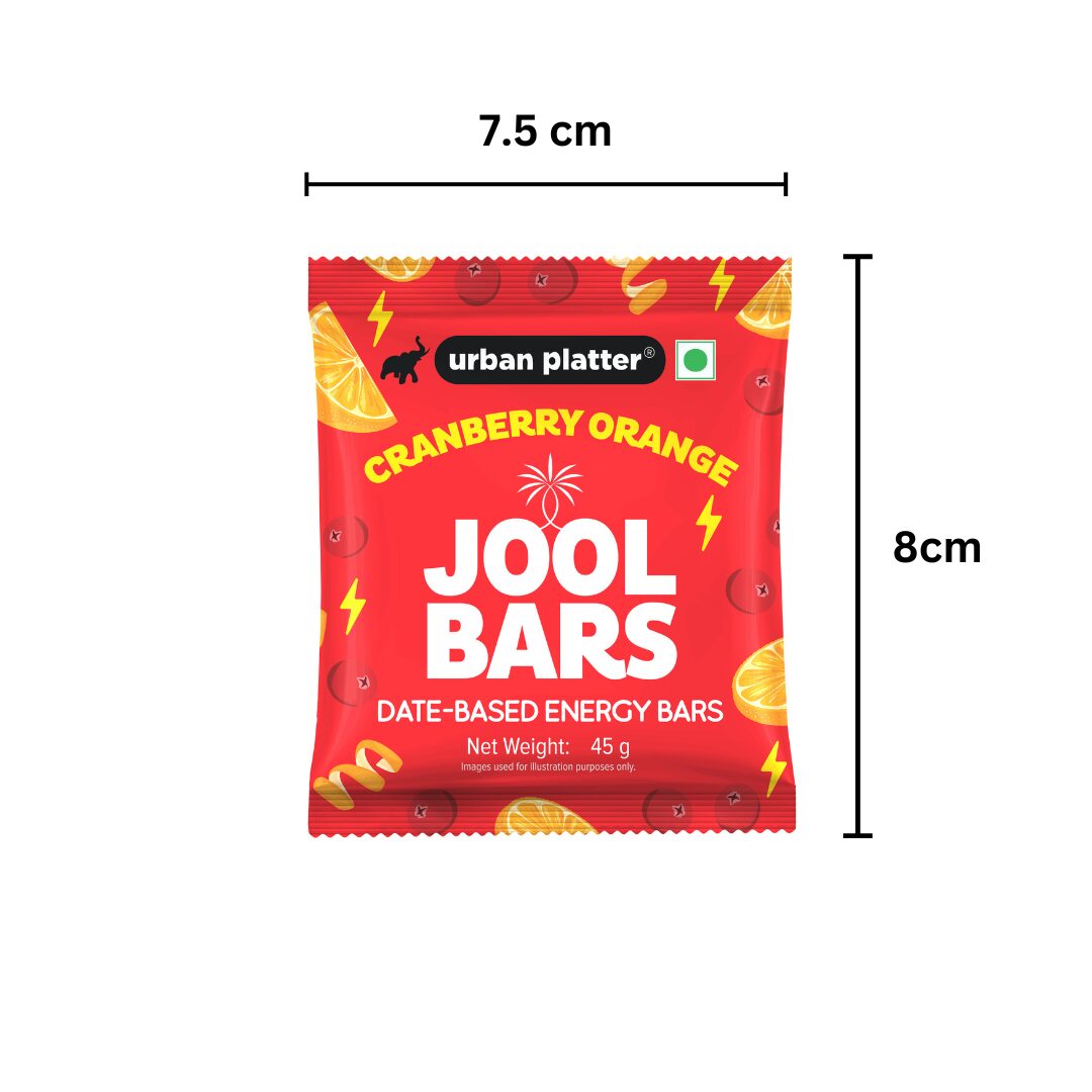 Urban Platter Cranberry Orange Jool Bars, 45g (Medjool Date Based | Energy Bars | Pack of 1 | Plant Based | With Rolled Oats and Almond Flour)