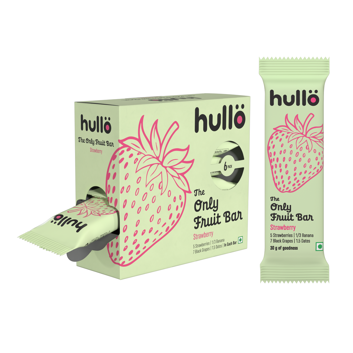 The Only Fruit Bar - Strawberry, 180g (6x30g)
