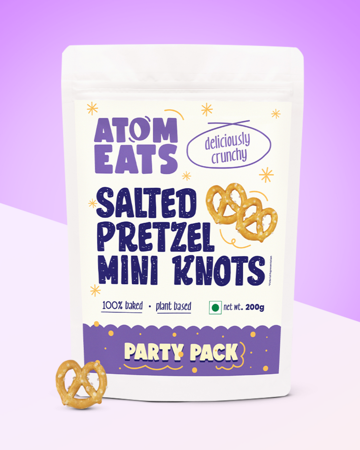 Atom Eats Salted Pretzel Mini Knots Party Pack, 200g