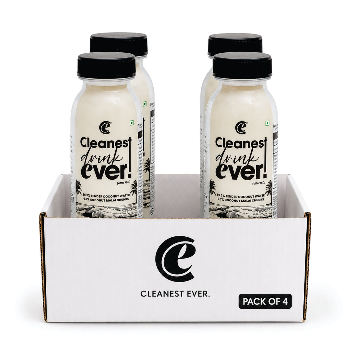 100% Natural Tender Coconut Water with Malai Chunks - 200ml, Pack of 4 (No Added Sugar, No Preservatives)