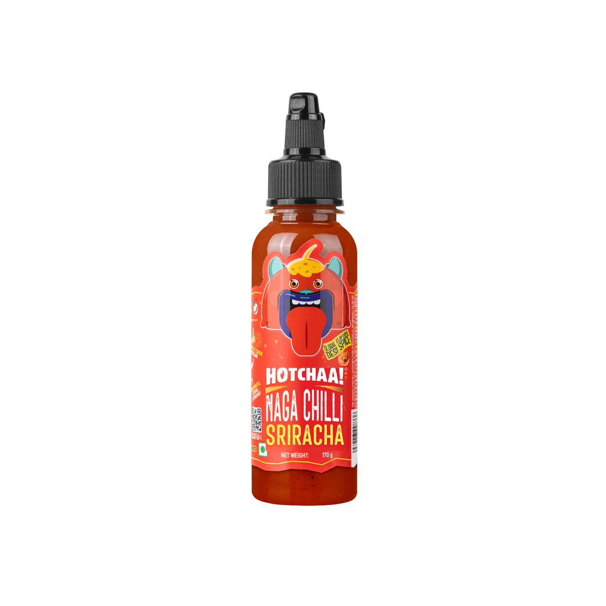 Naga Chilli Sriracha Sauce, 170g (Made of Smoky, Tangy and Spicy Flavour , NO MSG, No Oil, Vegan)