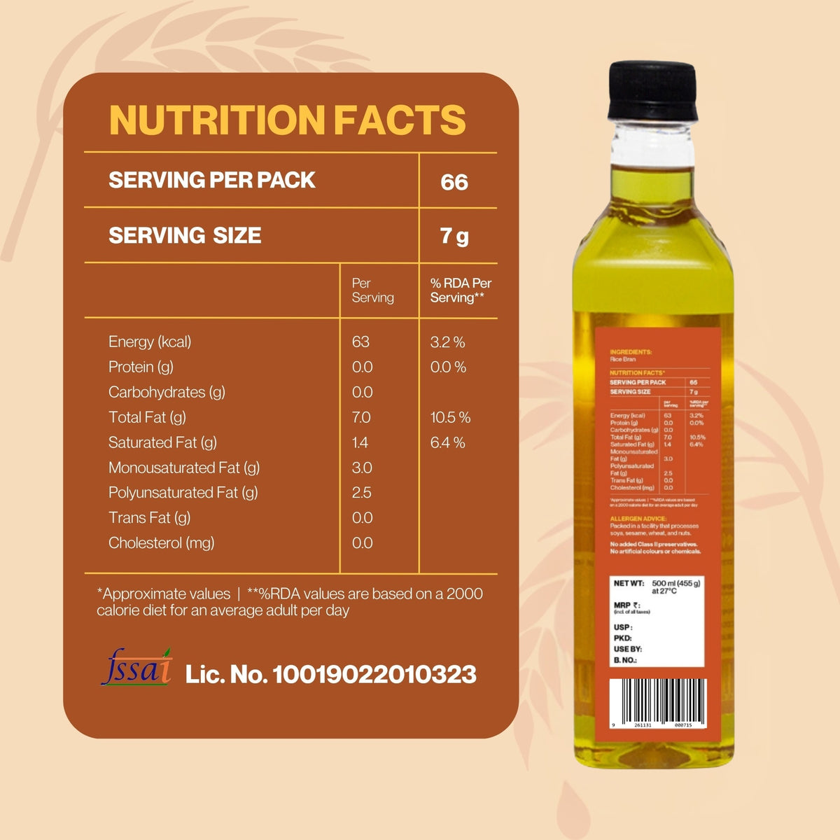 Cold-pressed Rice Bran Oil, 500ml