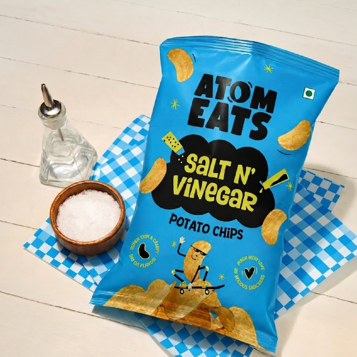 Salt n' Vinegar Potato Chips, 60g (Crispy Potato Chips, Tangy Sea Salt & Vinegar Flavor, Bold & Crunchy Snack)