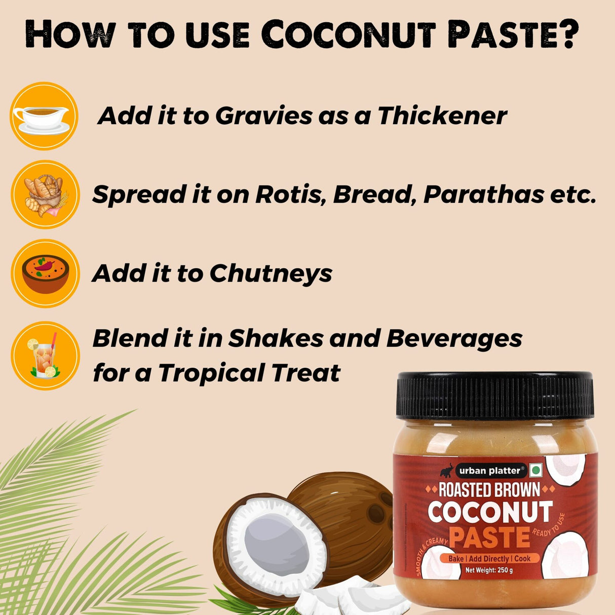 Urban Platter Roasted Brown Coconut Paste (Ready to Eat)